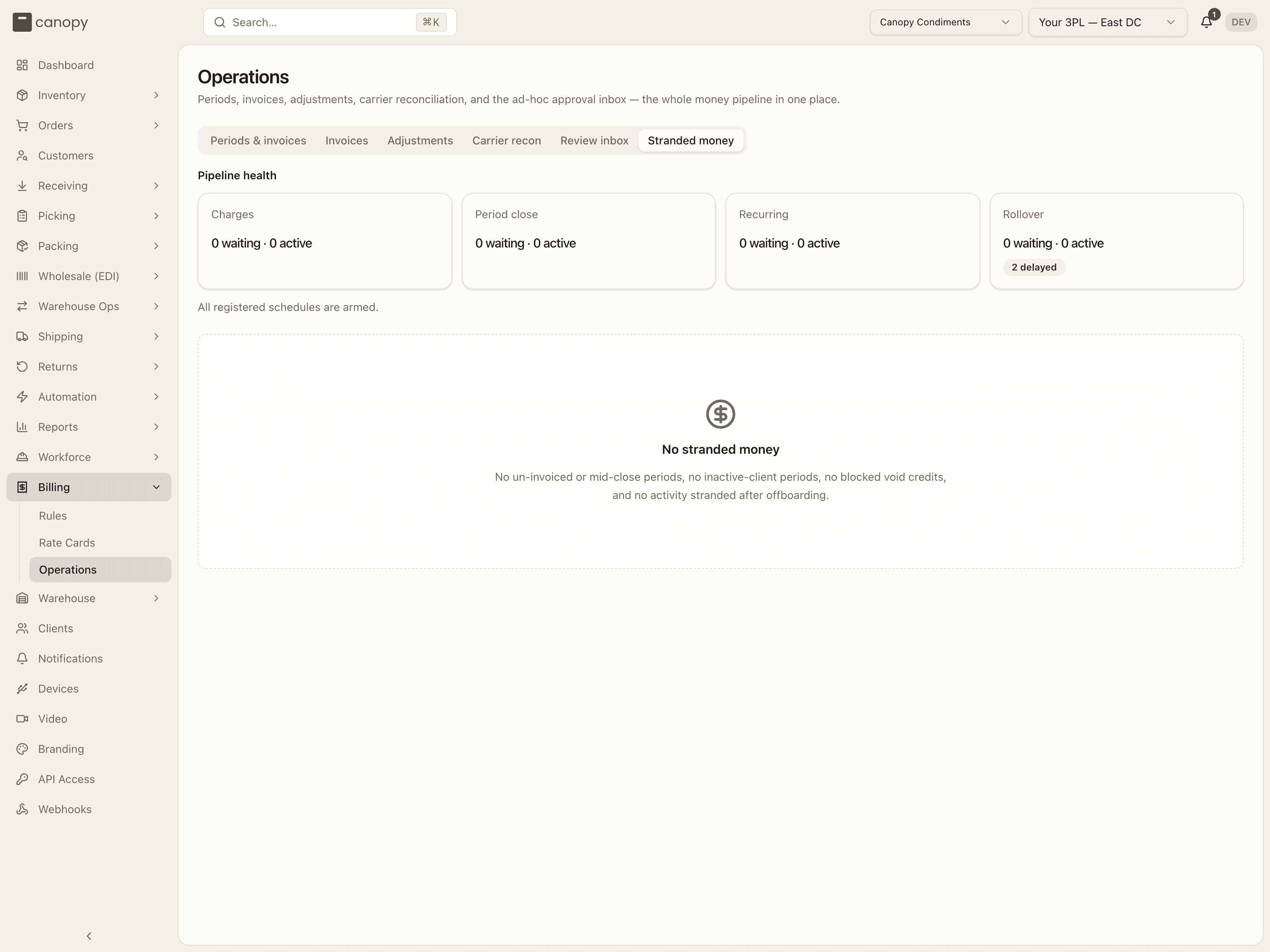 The Stranded money tab