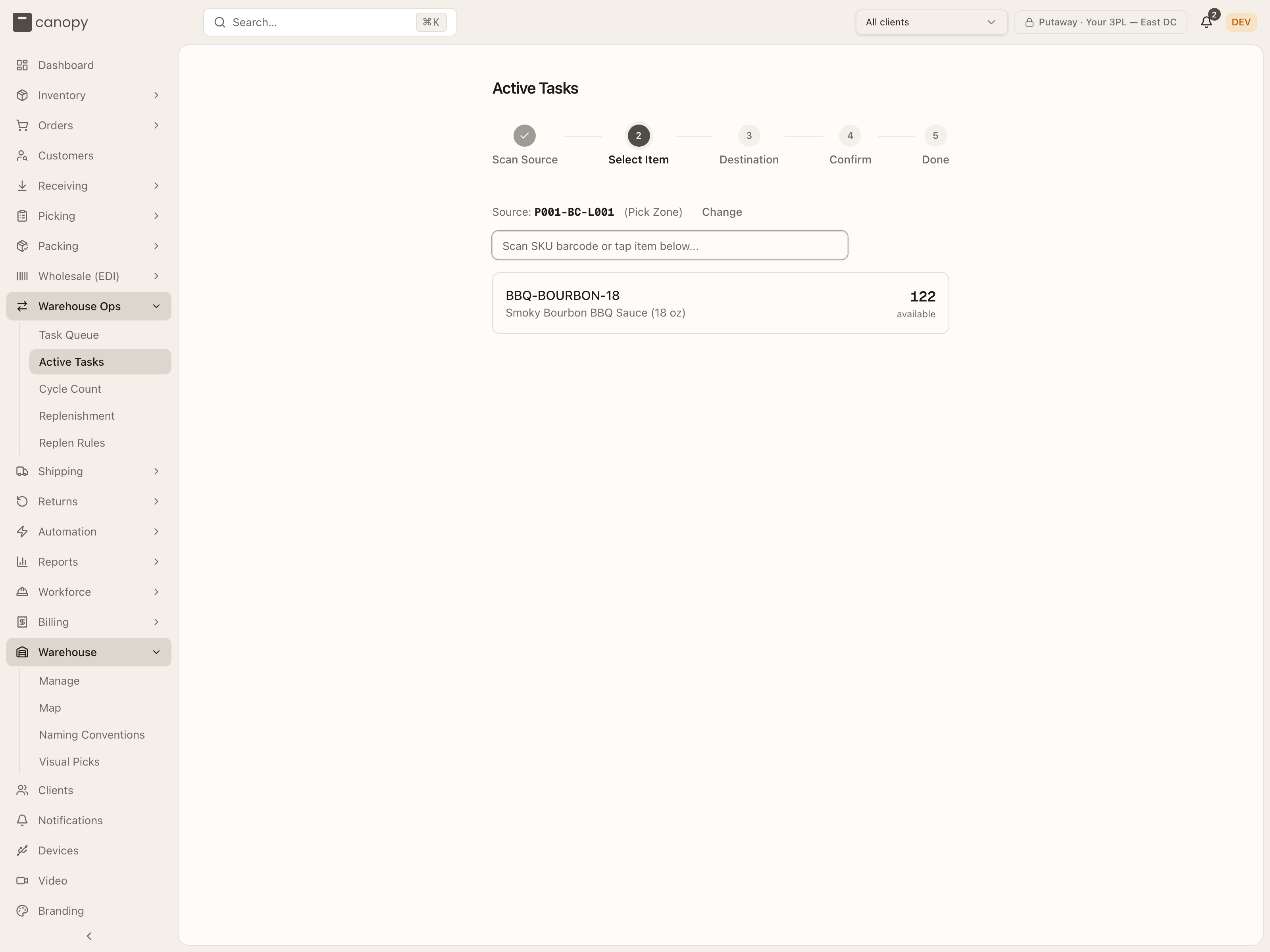 Select the item to move